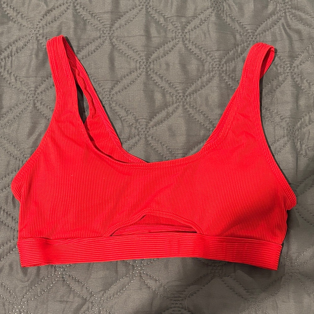 SHEIN Red Women's Ribbed Swim Top